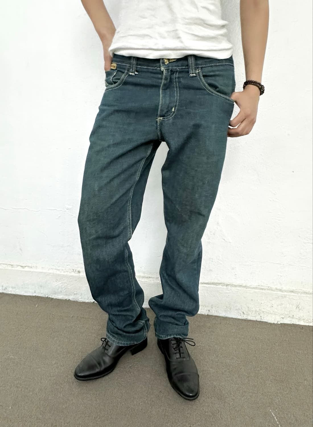Yellow Back Print Denim Pants 상품이미지2