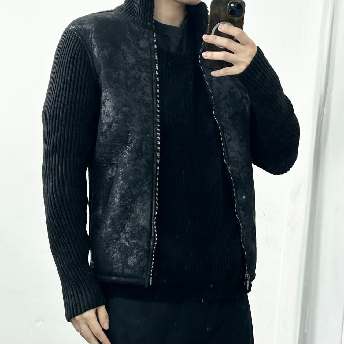 아르마니 익스체인지 스웨이드 텍스처 블랙 프로스트 자켓 상품이미지2