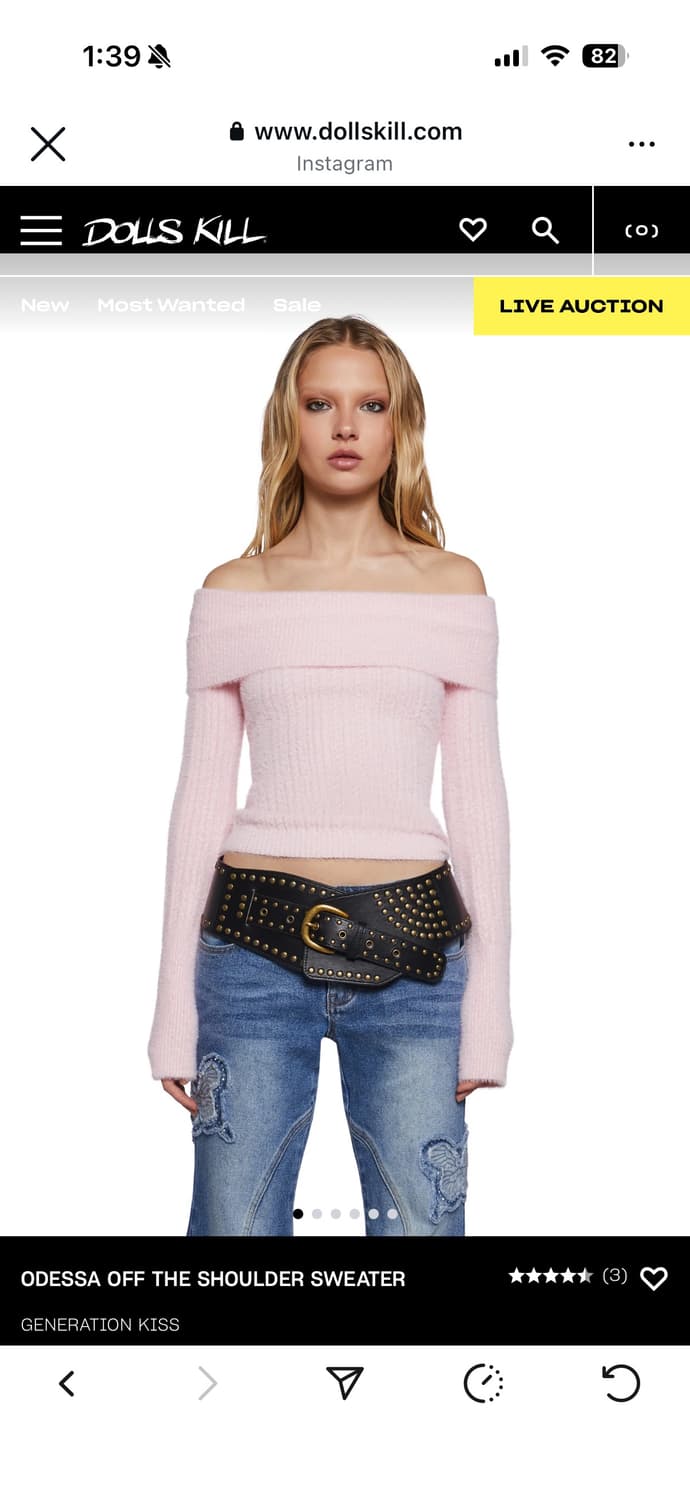 돌스킬dollskill 오프숄더 니트 베이비핑크 갸루깔 상품이미지2