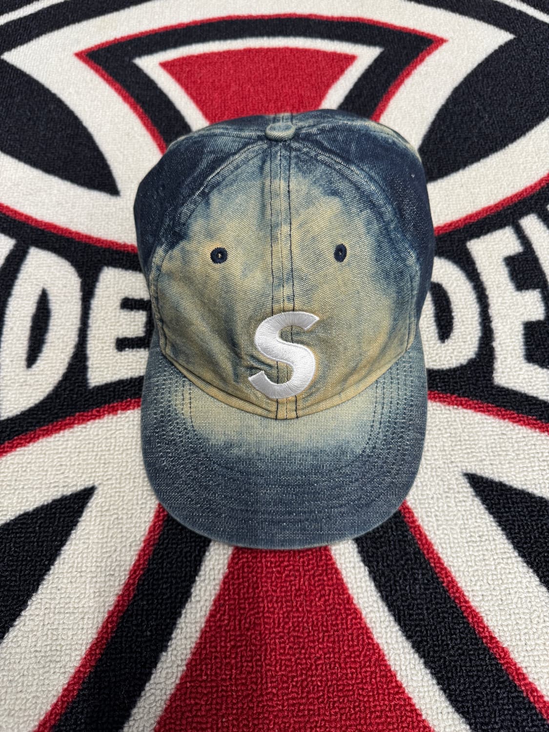 슈프림 코듀라 데님 에스 로고 6 패널 캡 블리치드 인디고 상품이미지1