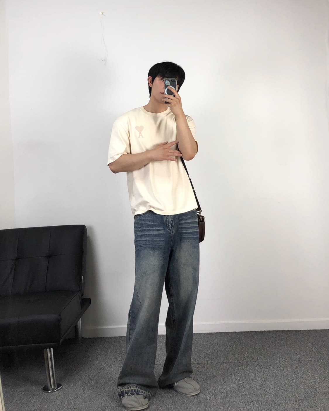 아미 정품 빅하트 반팔 오트밀 상품이미지1