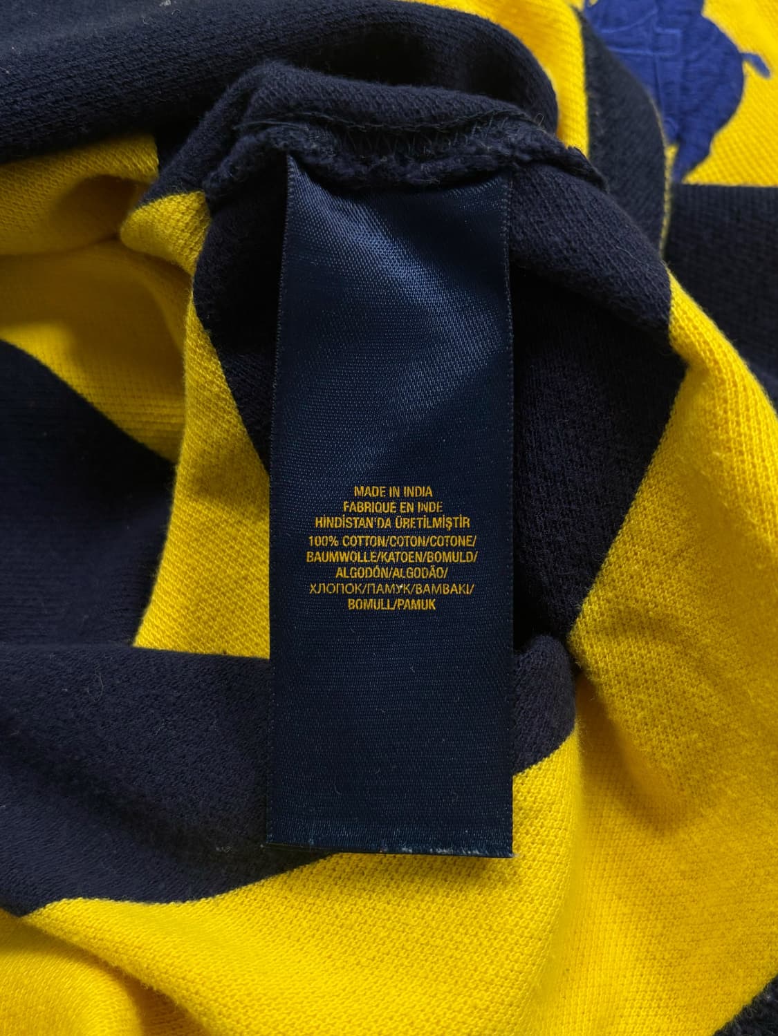 폴로 옐로우 네이비 스트라이프 꿀벌 럭비티 상품이미지7