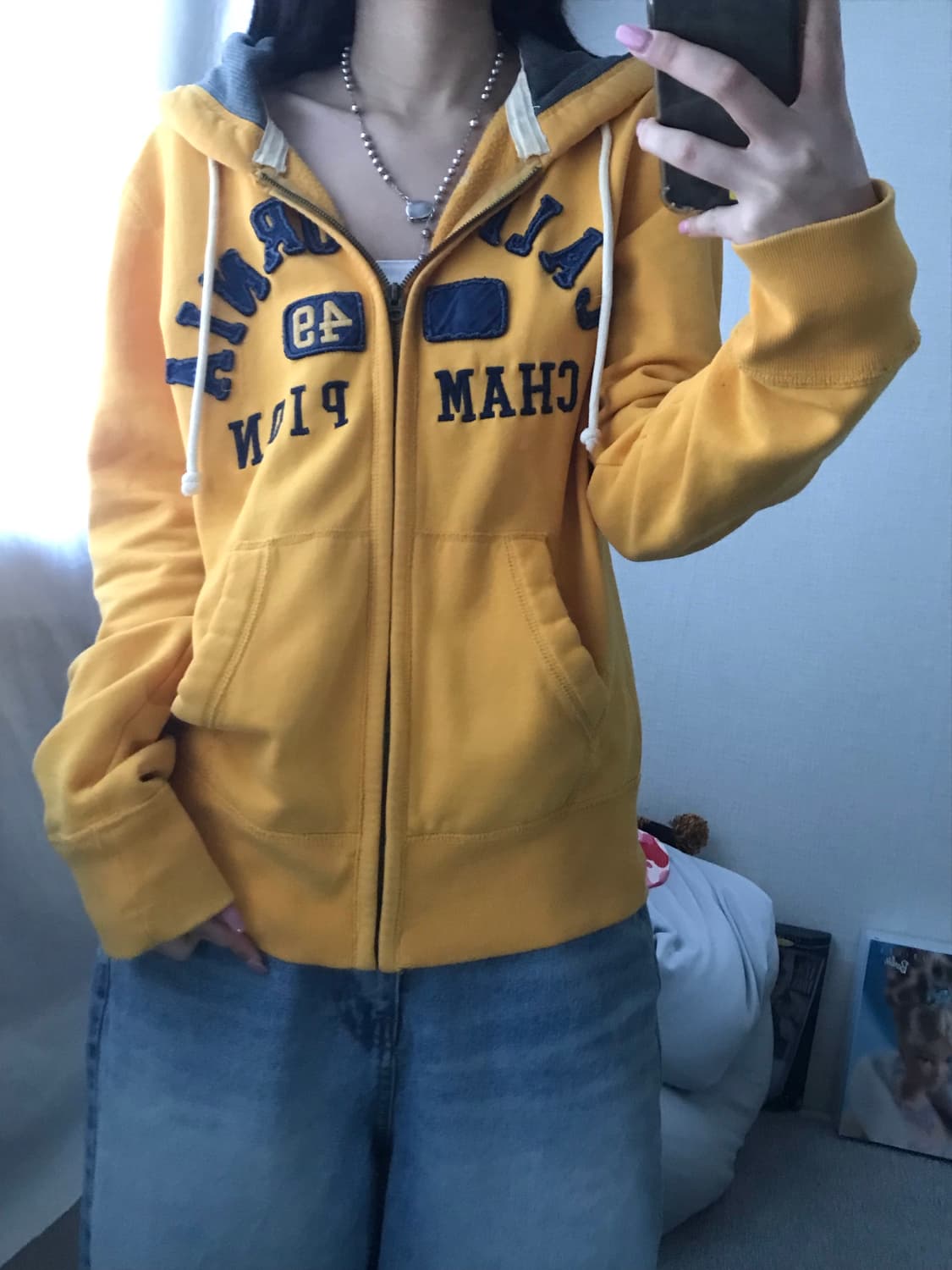 후아유 옐로우 후드집업 상품이미지6