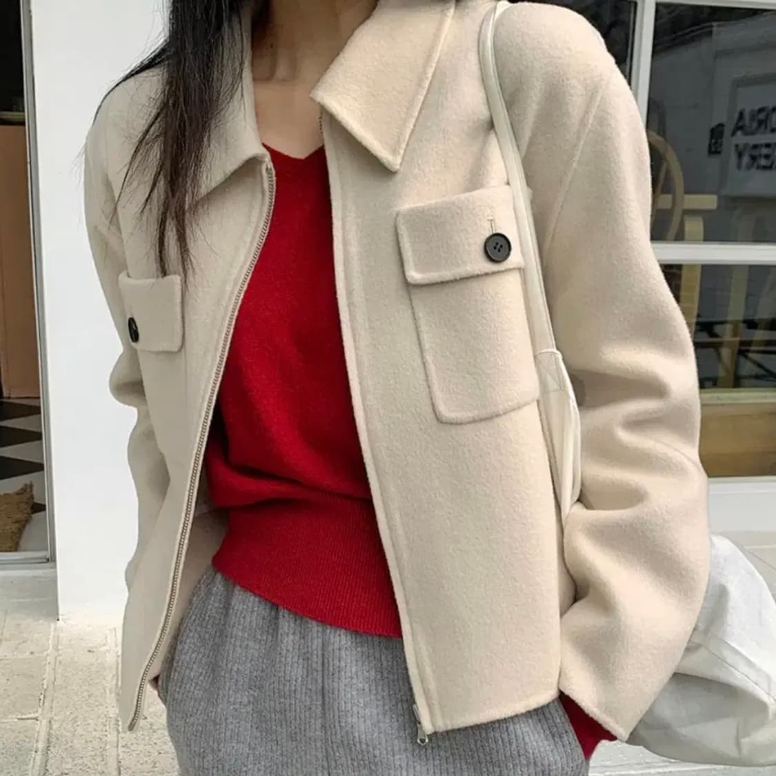 프롬비기닝(From Beginning) 포켓 집업울자켓 새상품  상품이미지2