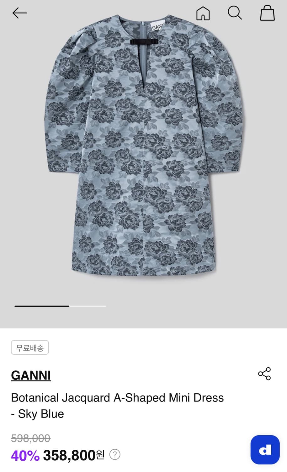 Ganni Botanical Jacquard A-Shaped 미니드레스 상품이미지1