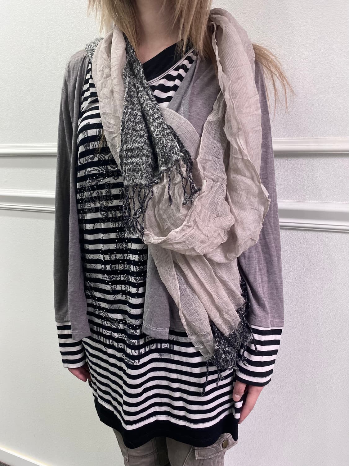 Y2K Gothic Print Cardigan Layered Sleeve 상품이미지2