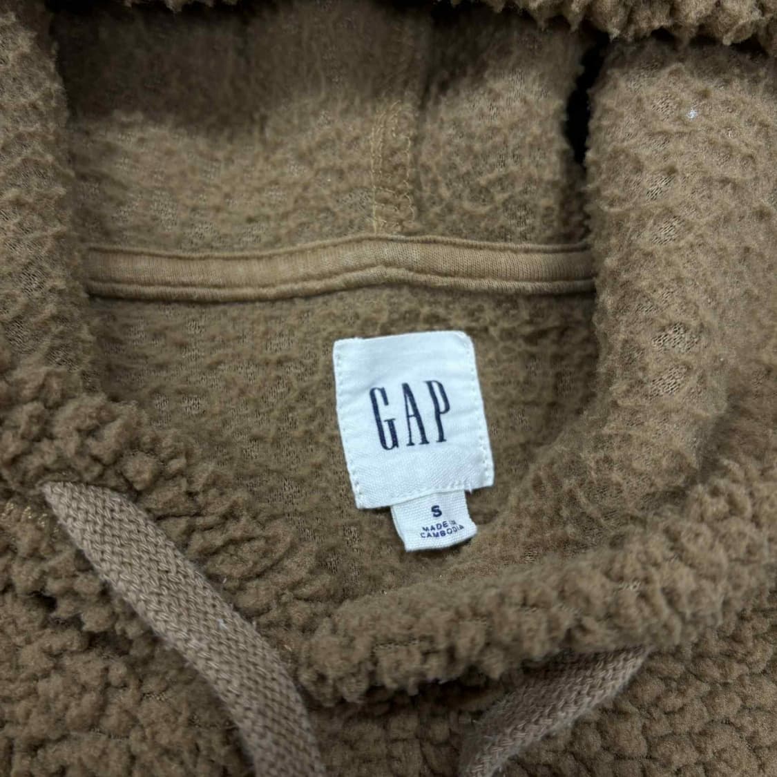 Gap 갭 핀터깔 폭닥 베이지 플리스 후드티(S) 상품이미지4