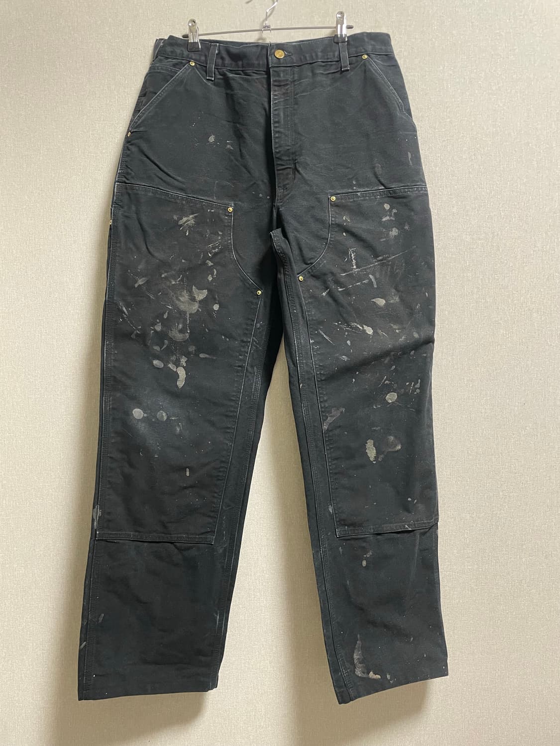 USA 빈티지 칼하트 더블니 38x36 블랙 디스트레스드 상품이미지1