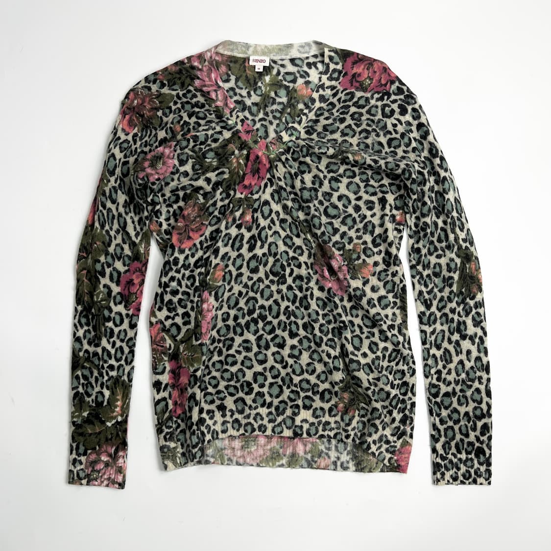 겐조 레오파드 플라워 패턴 알파카 브이넥 니트 상품이미지8