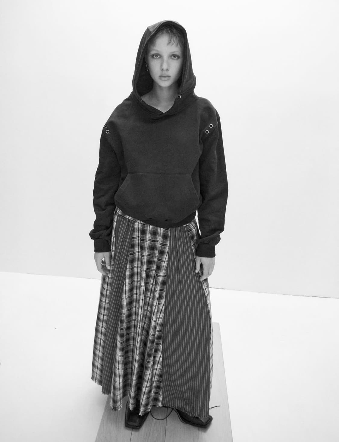 플리즈프로젝트 OVER CHECK MAXI SKIRT, BLUE 상품이미지2