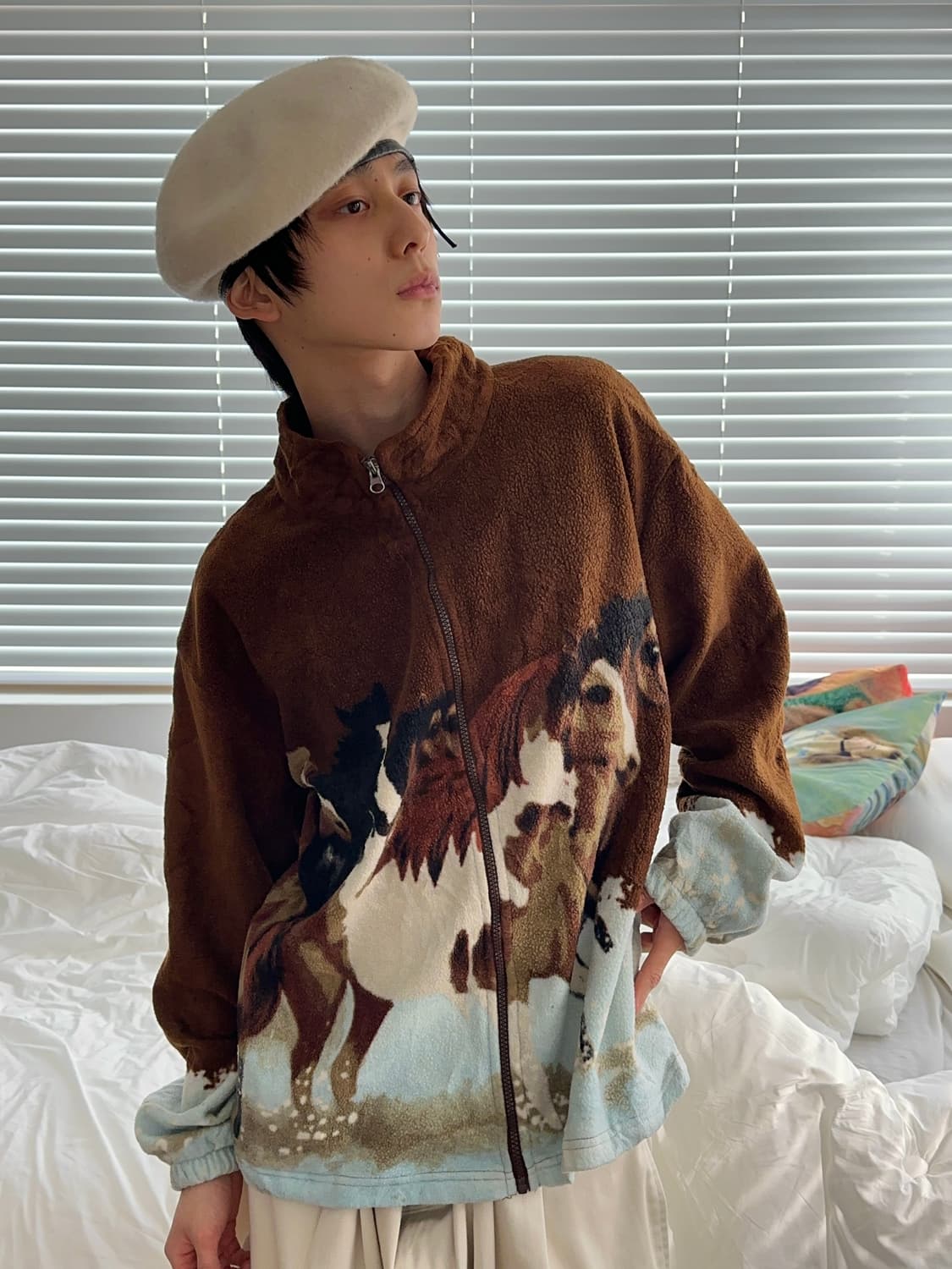 Kokopelli "설원 속 떠돌이 말들" 플리스 자켓 상품이미지6