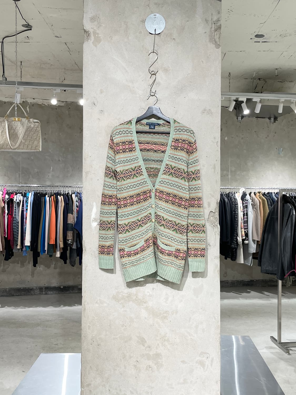 랄프 로렌 피스타치오 페어아일 니트 롱 가디건 상품이미지1