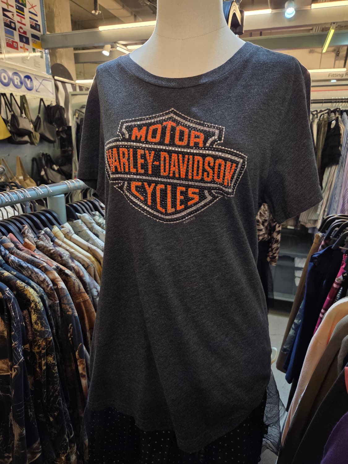 할리데이비슨 차콜그레이 큐빅반팔티 상품이미지1
