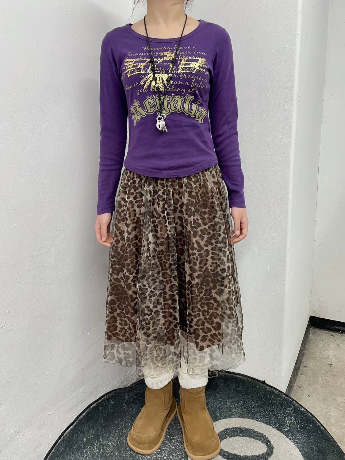 갸루 호피 샤 스커트 상품이미지3