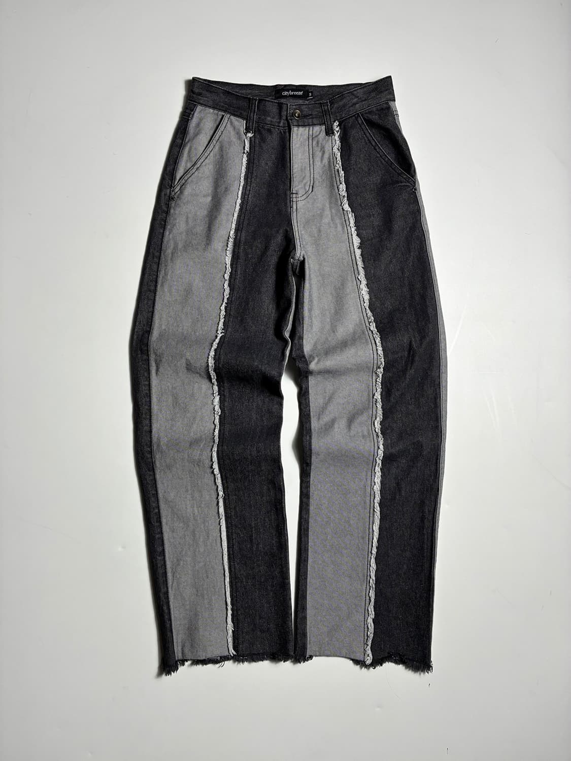 시티브리즈 21FW 컷팅 배색 와이드 데님 팬츠 R2363 상품이미지1