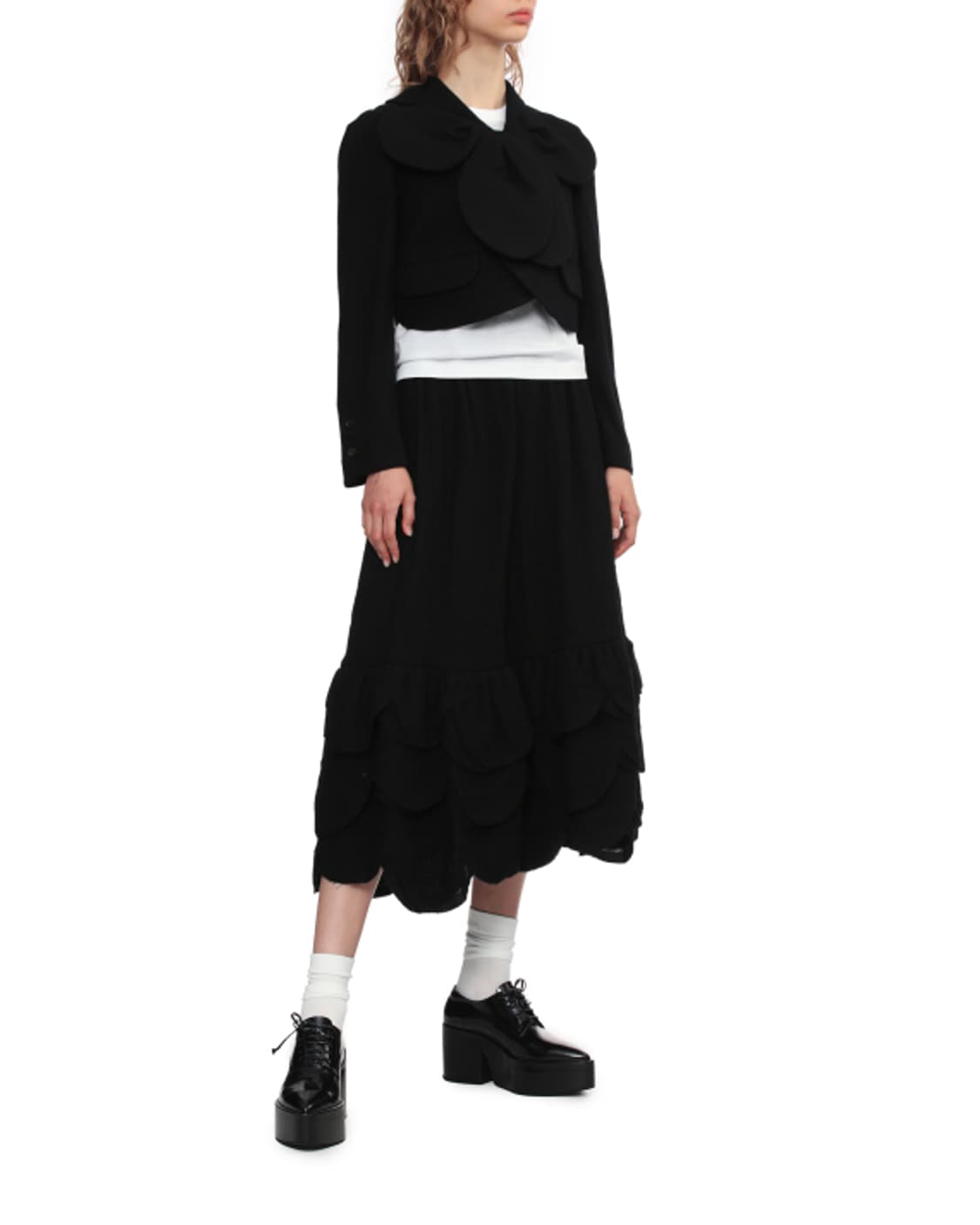 새상품 느와케이니노미야 튤트림 화이트 숏슬리브 M 상품이미지3