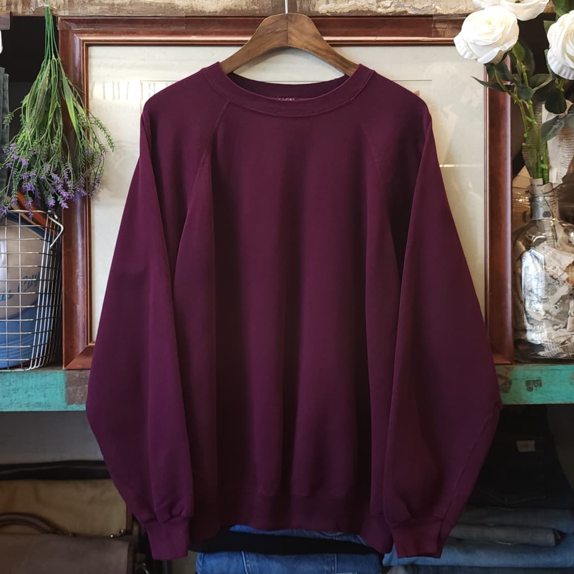90s 헤인즈 빈티지 스웻셔츠 플레인 스웻셔츠 자주색 퍼플 xl 상품이미지1
