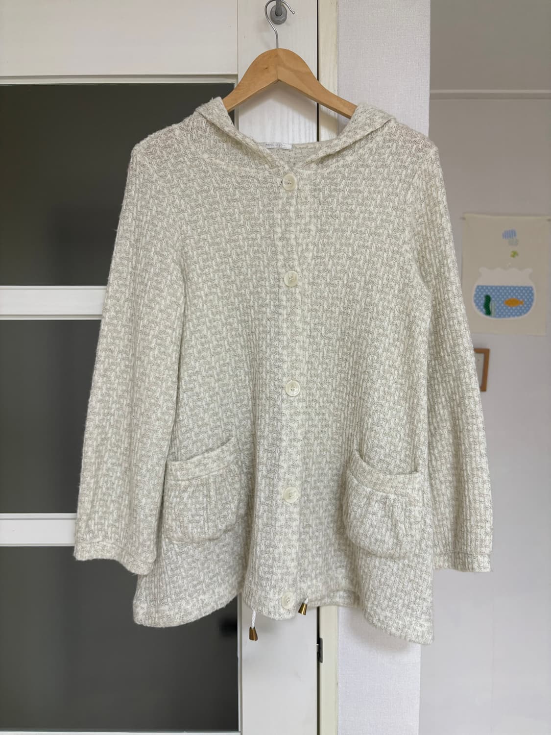 아이보리 보카시 후드 니트 가디건 상품이미지1