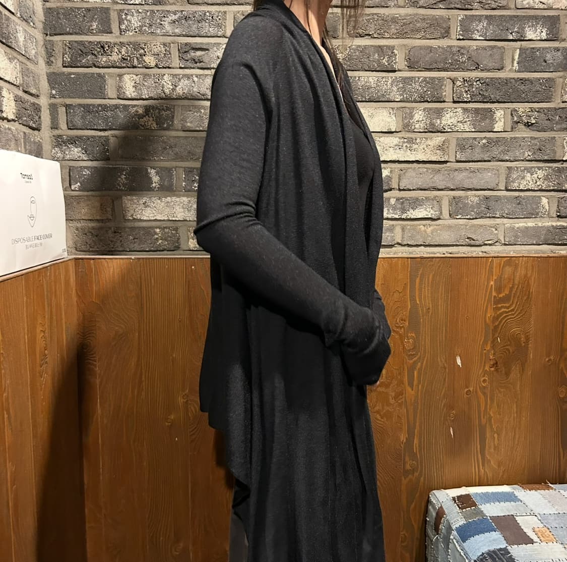 S) DKNY 실크 드레이프 언밸런스 가디건 상품이미지8