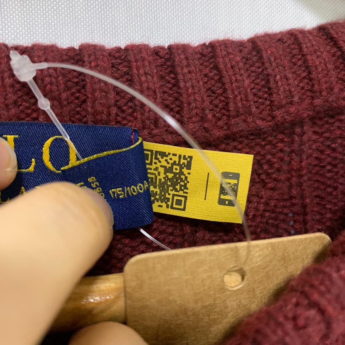 폴로 랄프로렌 세미크롭 케이블 니트 버건디 L 키즈 여성 상품이미지6