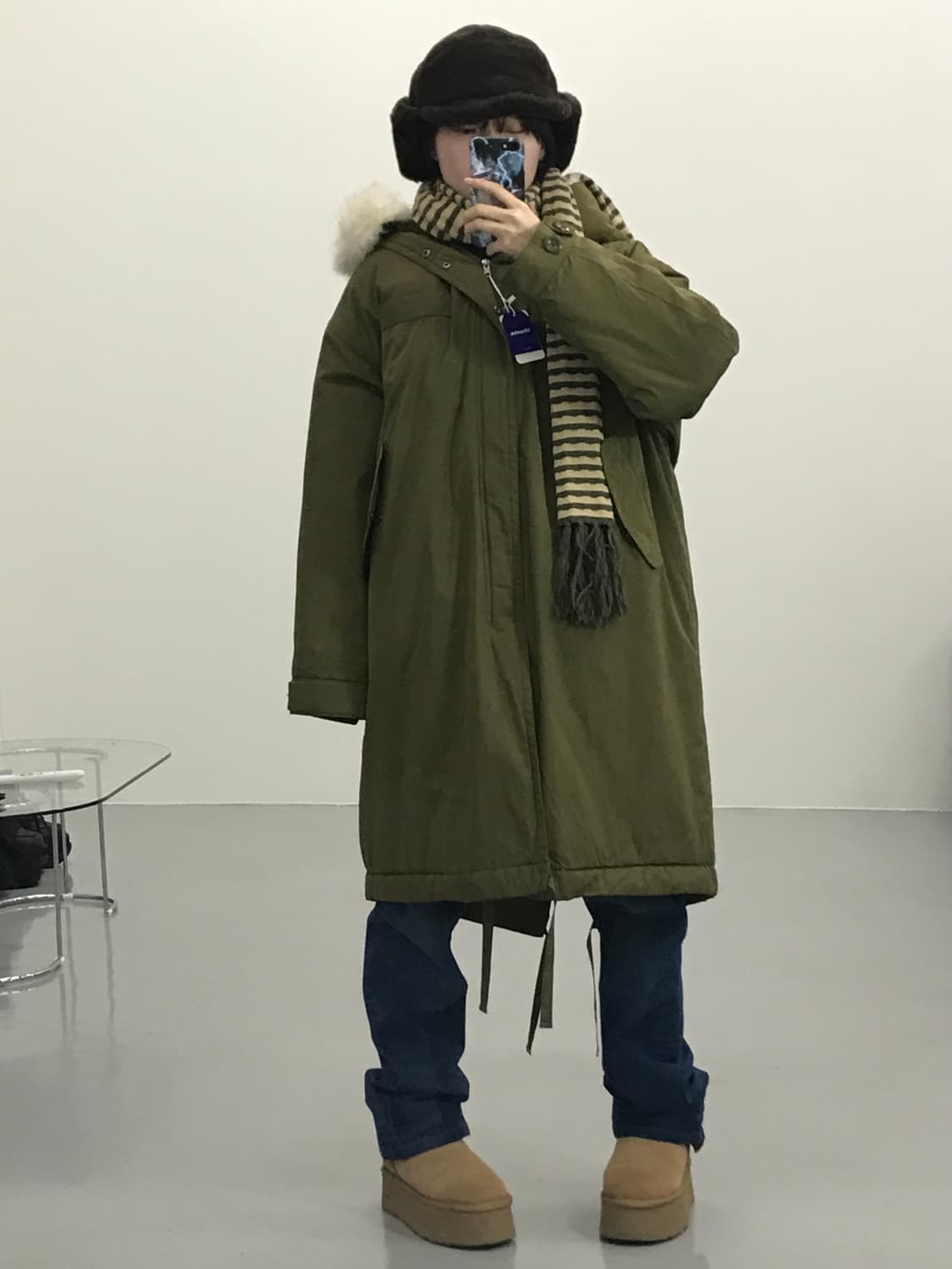 마우지 카키 퍼 야상자켓 상품이미지1