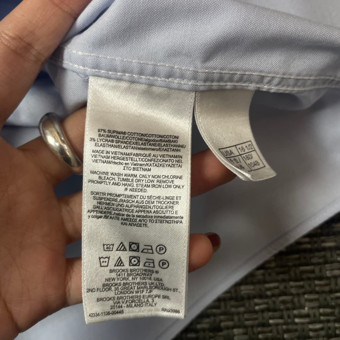 브룩스브라더스 스카이블루 원포켓 밀라노핏 긴팔 셔츠 상품이미지6