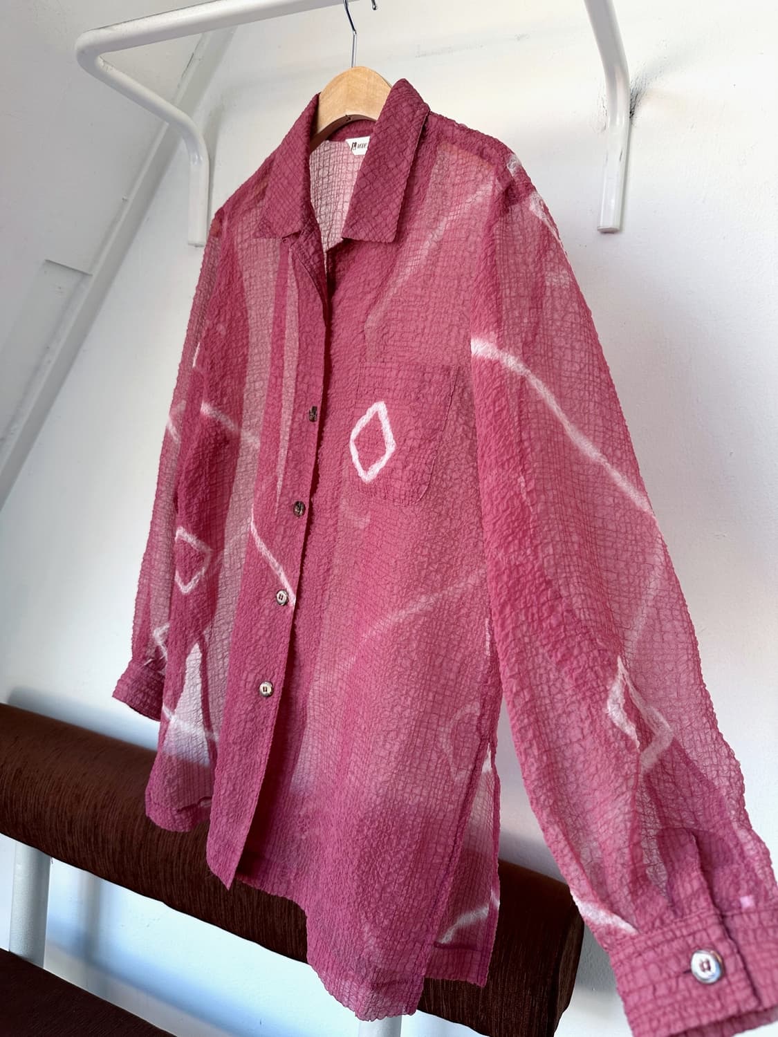 Sheer fabric volume design wide shirt 상품이미지6