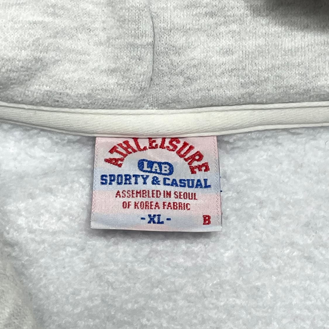 아슬레저랩 라이트그레이 기모 후드티셔츠 남성XL 상품이미지3