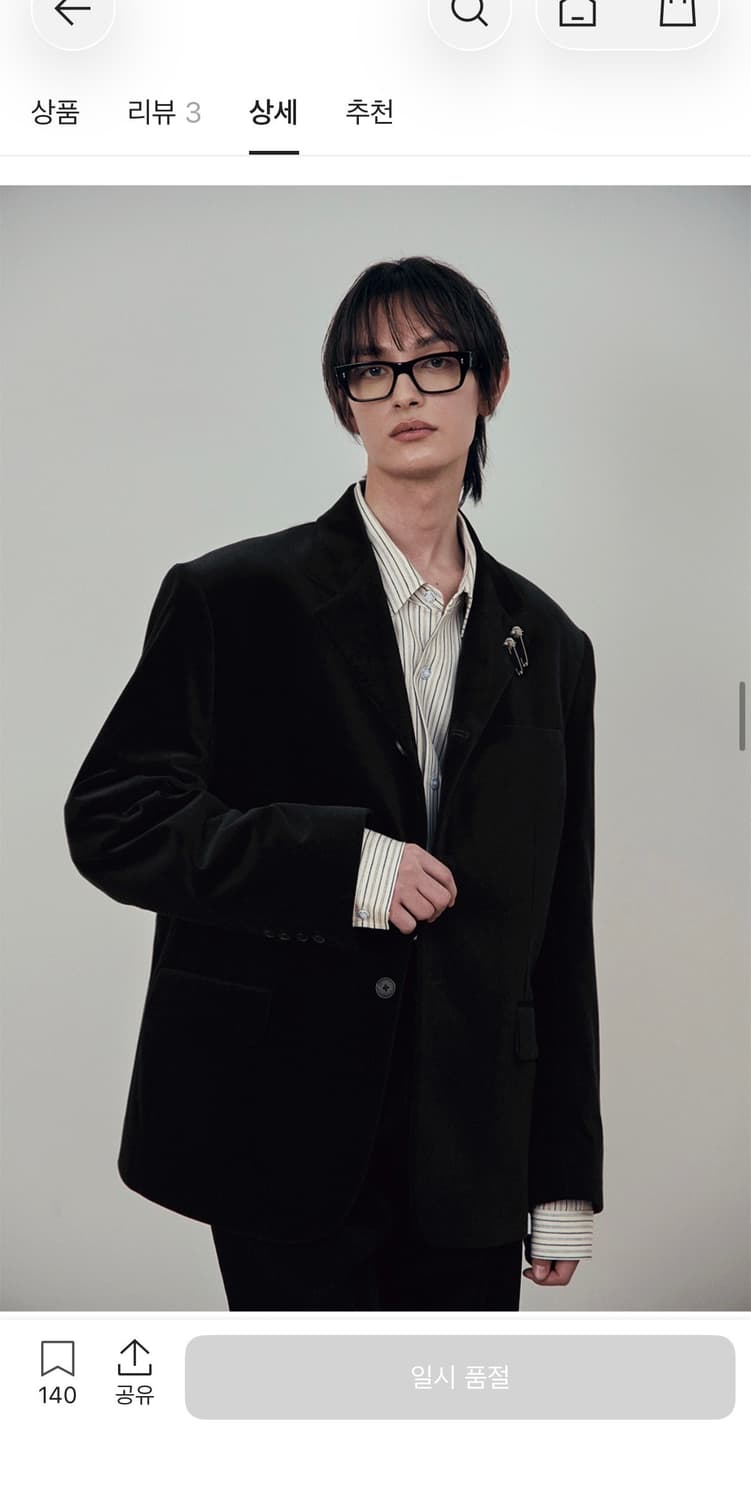 M ) STU 벨벳 블레이저 블랙 스타클립 상품이미지2