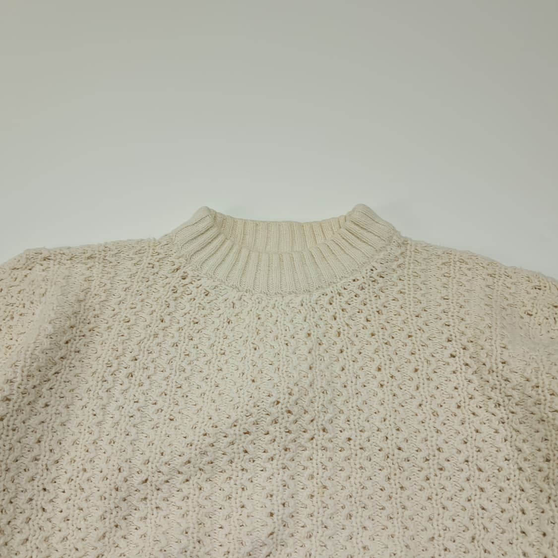 CL357 XL 엘엘빈 90s 허니콤 모크넥 아이보리 니트 스웨터 상품이미지2
