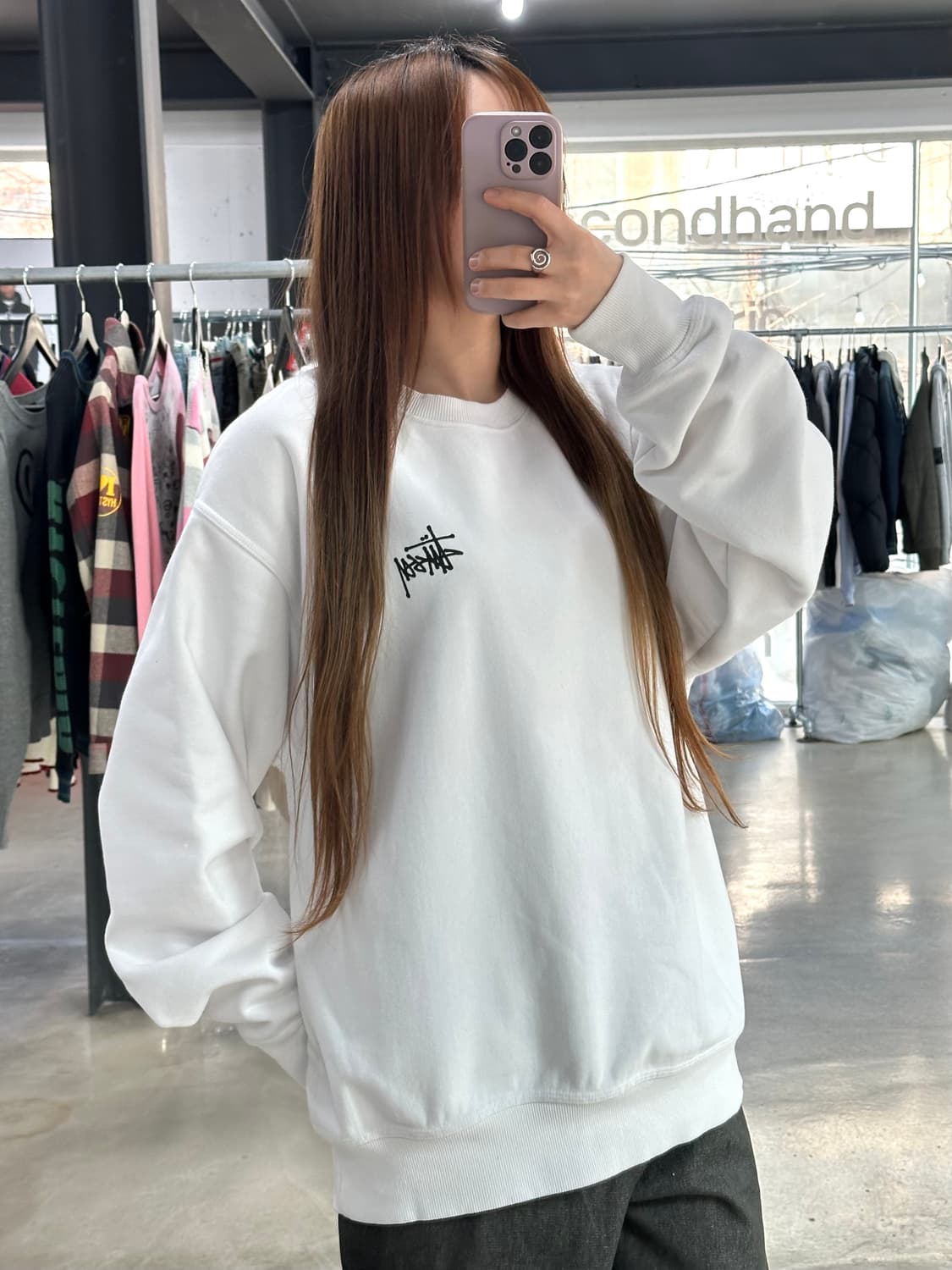 스투시 스탁로고 스웻 기모맨투맨 화이트 상품이미지4