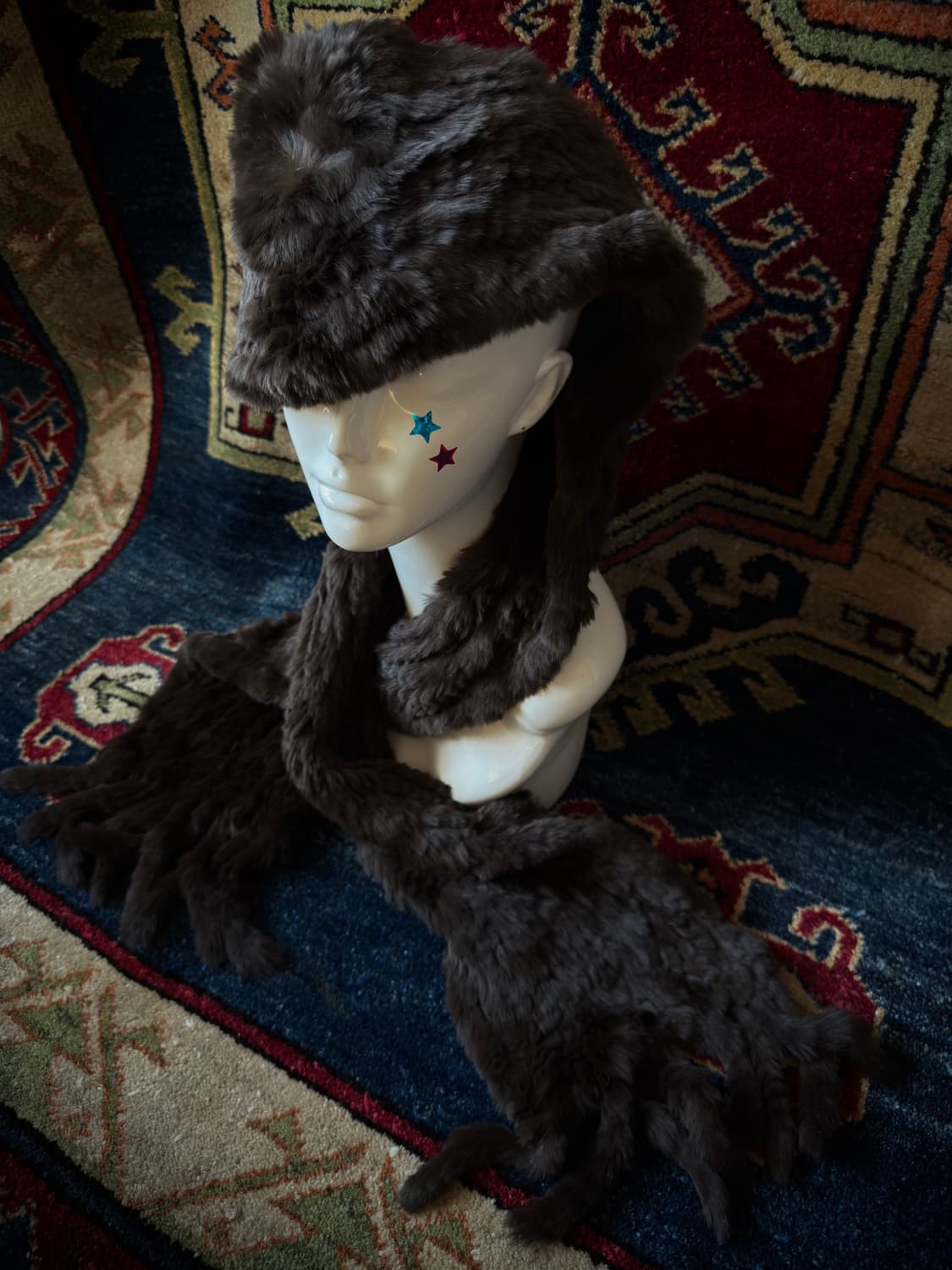 Rex Rabbit Fur Ushanka muffler hoodedHat 상품이미지2