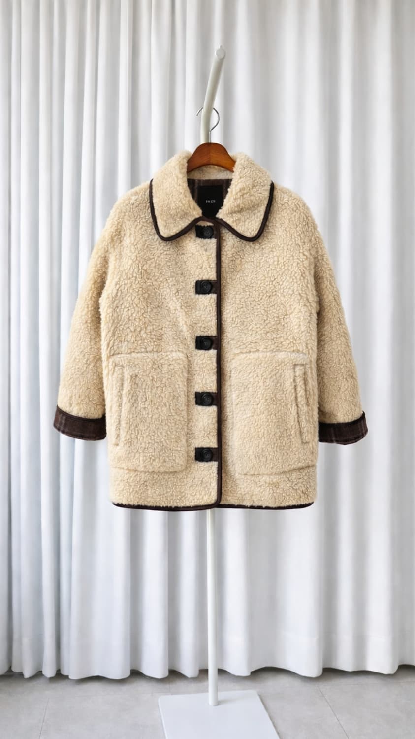 앤오르 EN OR. 양털 더플 재킷. 크림 아이보리 상품이미지1