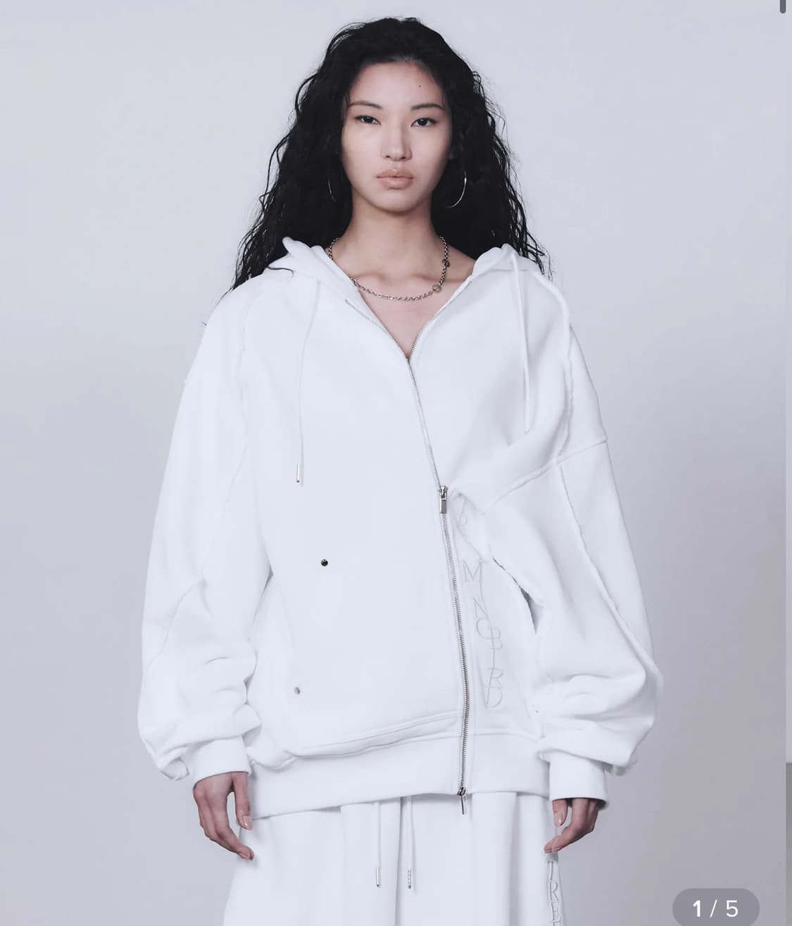 트리밍버드 지퍼 피니싱 후드집업 화이트 상품이미지1