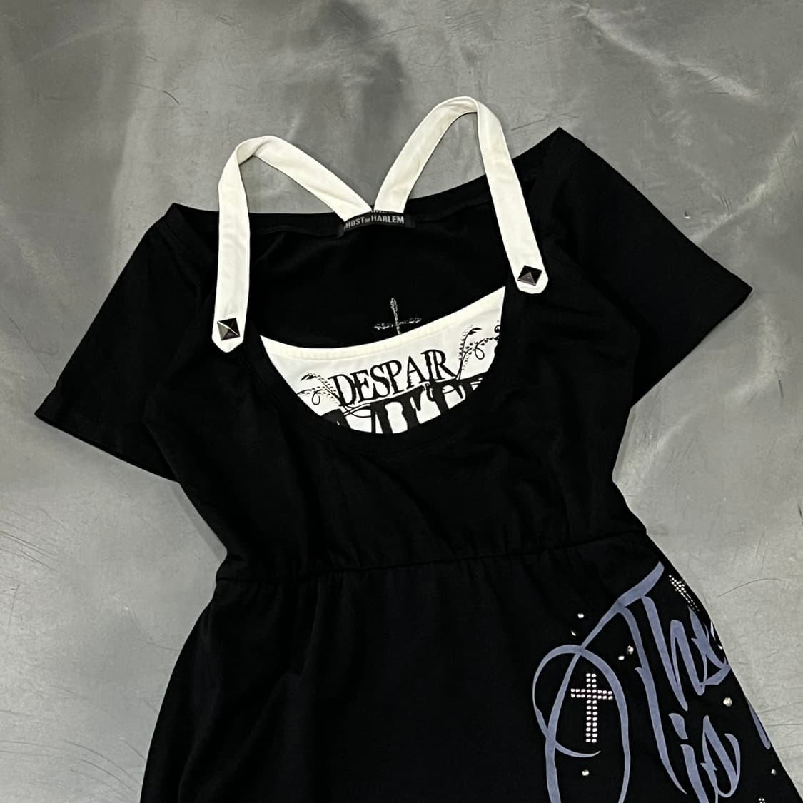  빈티지 펑크 큐빅 레터링 반팔티 y16308 상품이미지3