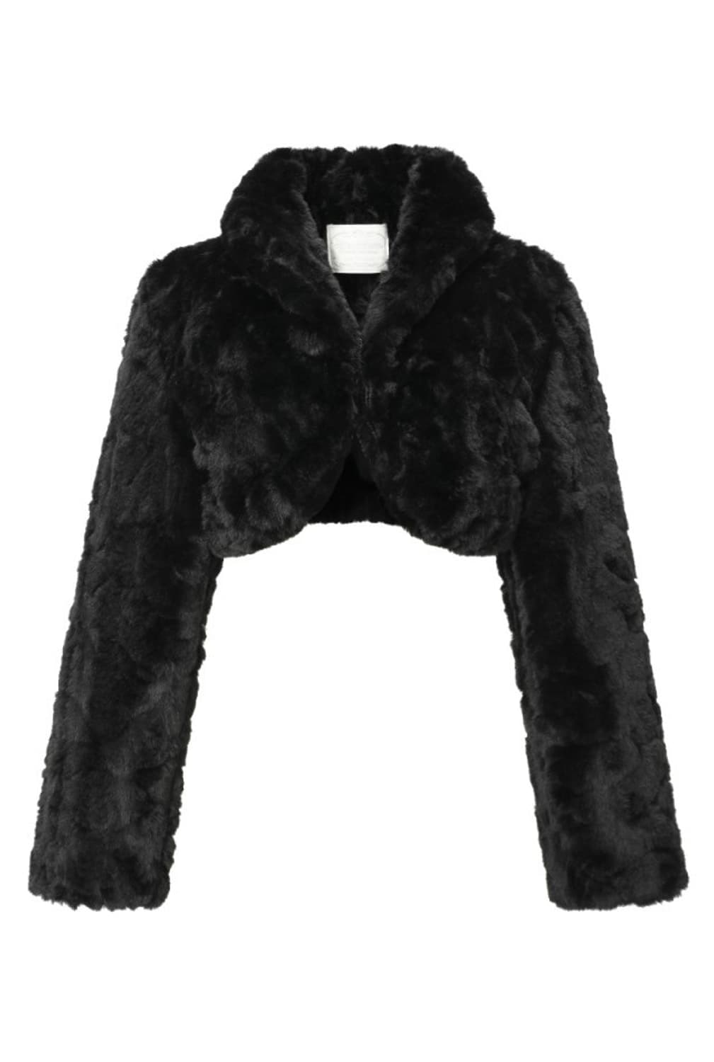 쓰리타임즈 퍼피 볼레로 퍼 자켓 블랙 상품이미지2