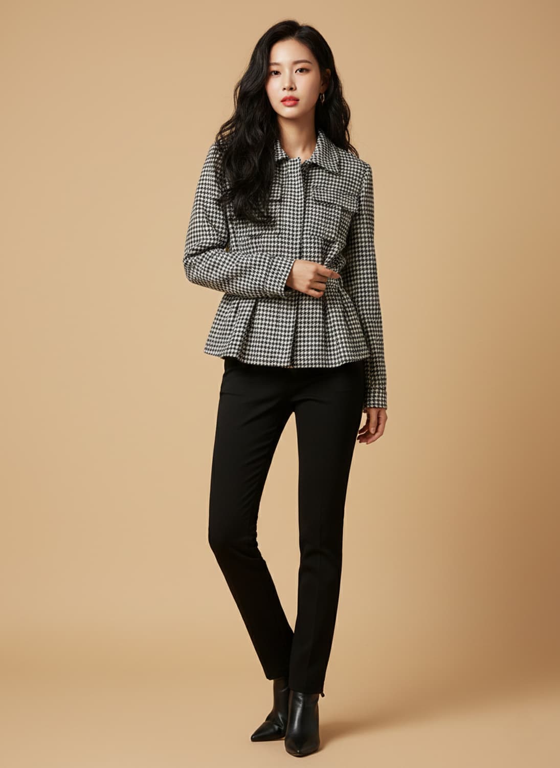 하운드투스 체크 웨이스트 라인 지퍼 업 자켓 상품이미지1
