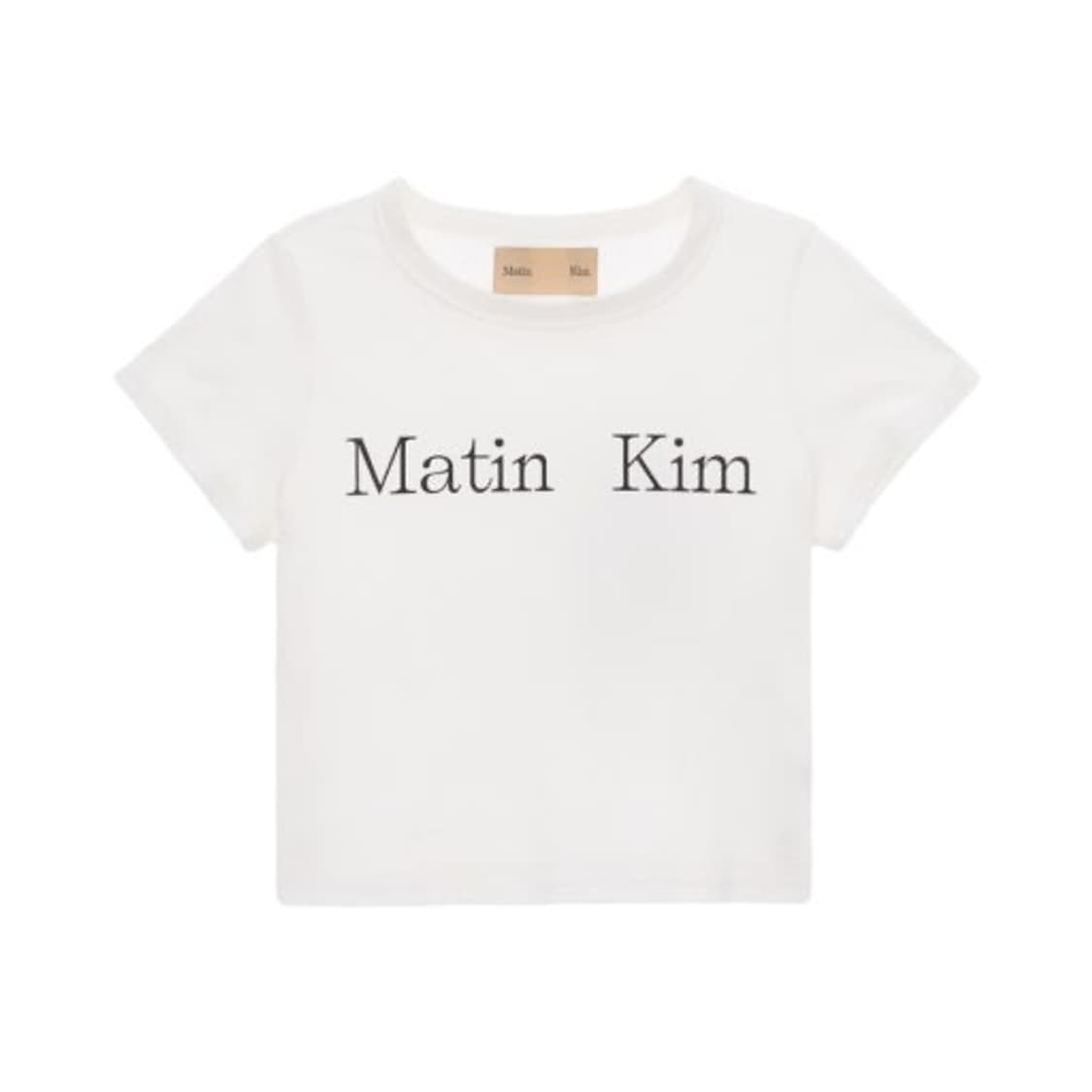 MATIN KIM LOGO SILKET CROP TOP 마뗑킴 크롭 반팔 상품이미지1