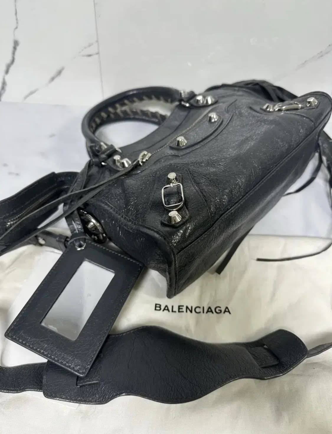 발렌시아가 시티 모터백 미니 다크그레이,은장 상품이미지5