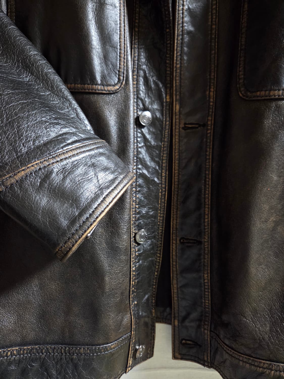 자라 ZARA 버팔로 가죽 레더 자켓 브라운 L~XL 상품이미지5