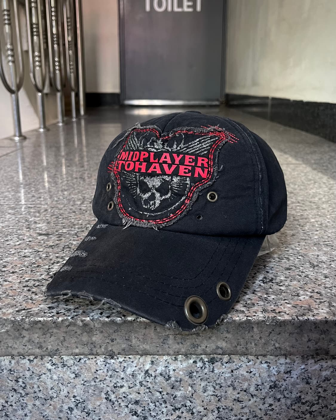 90-00s Japanese Vintage Damage Skull Cap 상품이미지2