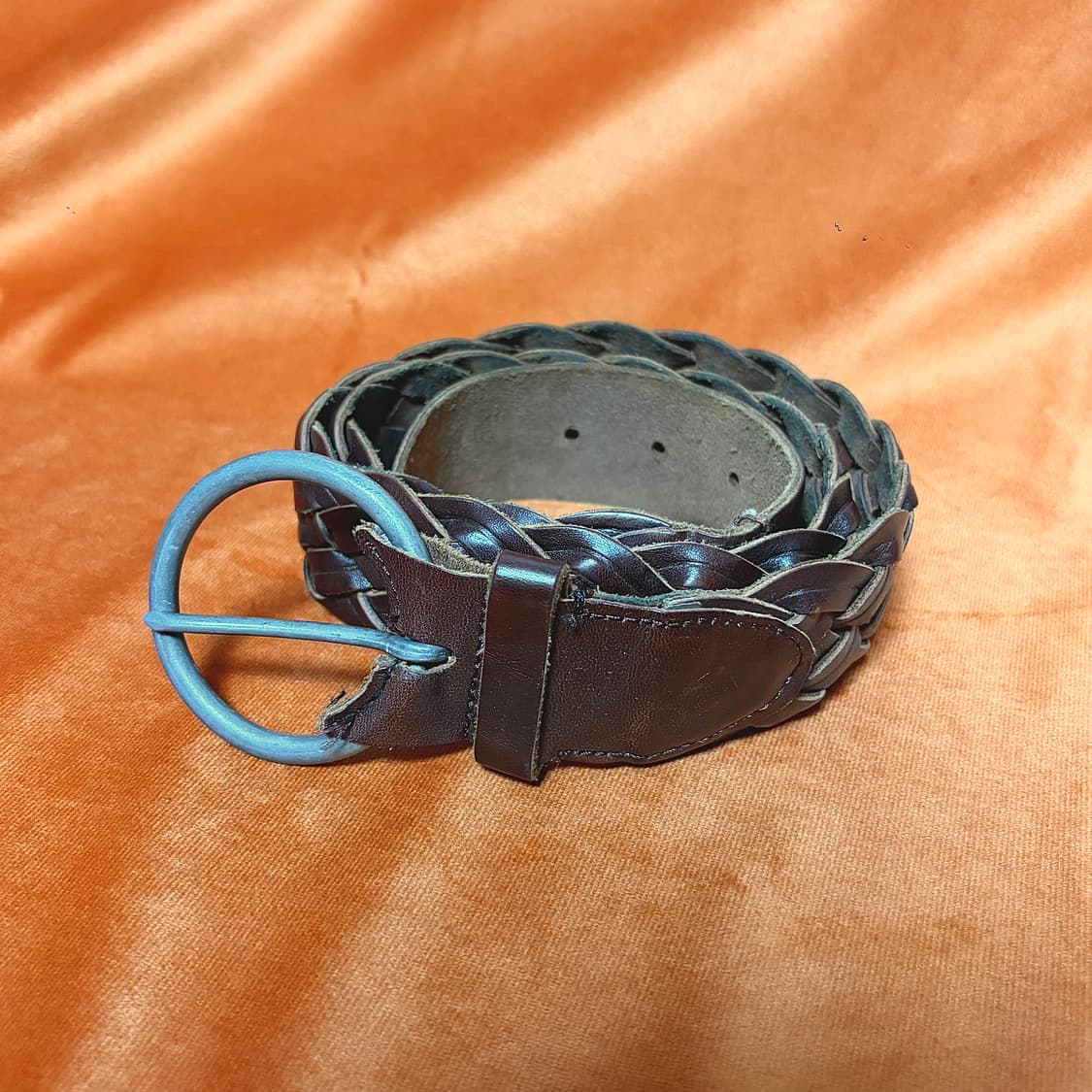 메탈링 버클 브레이디드 레더 벨트 상품이미지1