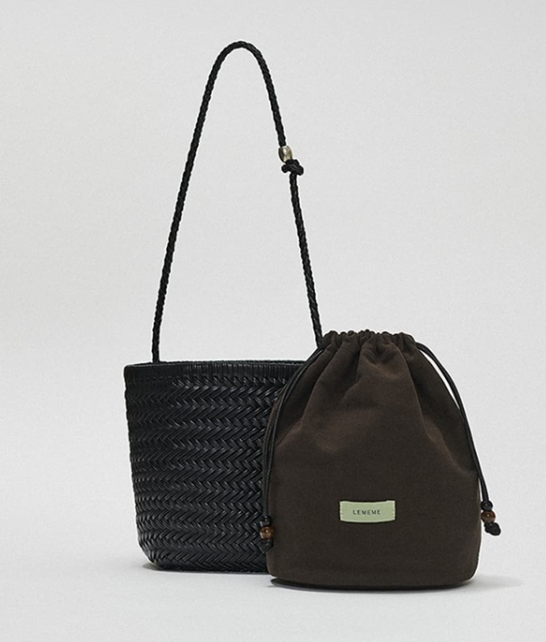 르메메 삭 LEMME SAC AME BLACK 위빙 숄더백 상품이미지1