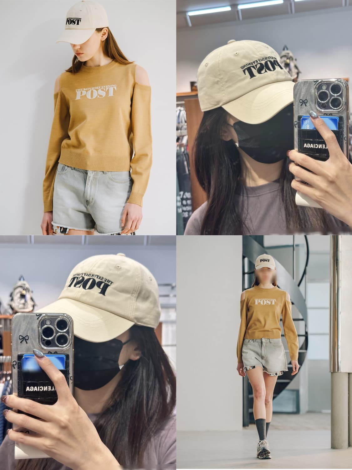 라이트 베이지 레터링  더새터데이이브닝포스트 볼캡 모자 상품이미지1