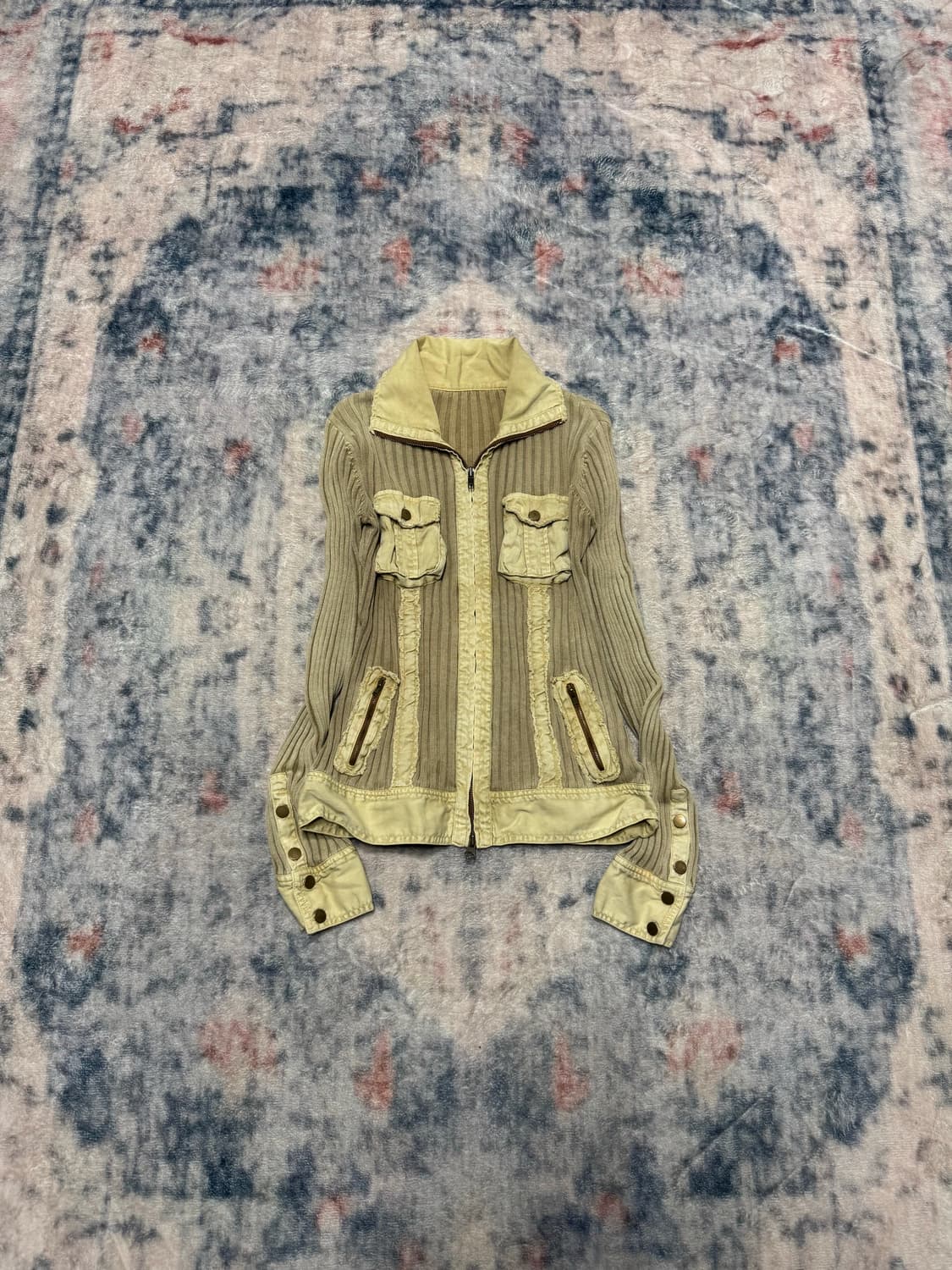 Unknown grunge ribbed knit zip up 상품이미지2