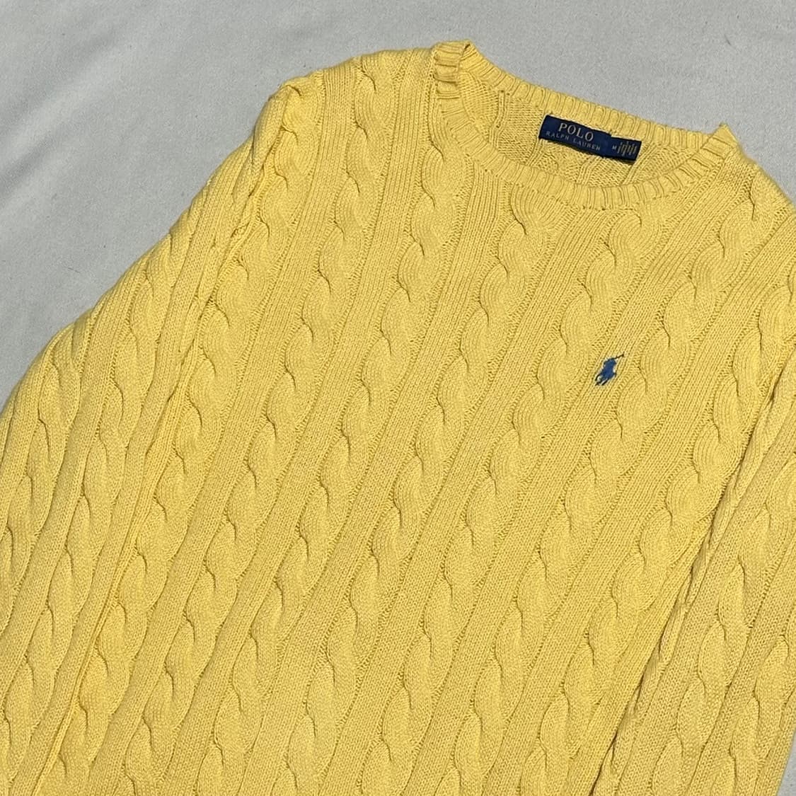 M 폴로랄프로렌 케이블 라운드넥 엘로우 니트 상품이미지1