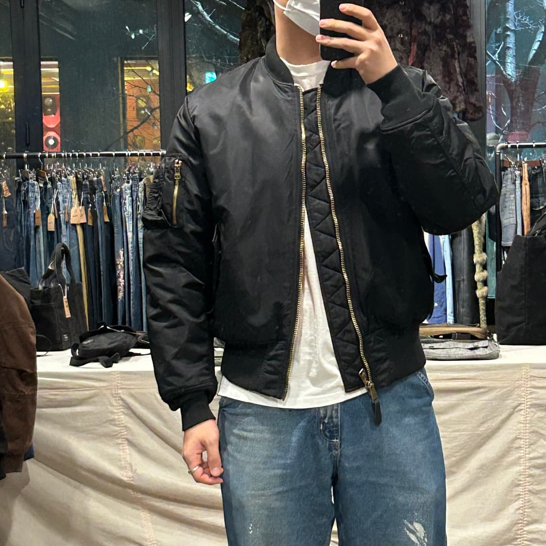 M) 알파인더스트리 MA-1 마원 항공점퍼 블랙 레귤러핏 상품이미지7