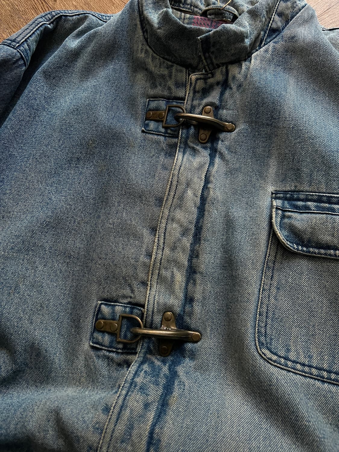 [M]USA 빈티지 체크 라이닝 파이어맨 후크 데님 초어 자켓 상품이미지3