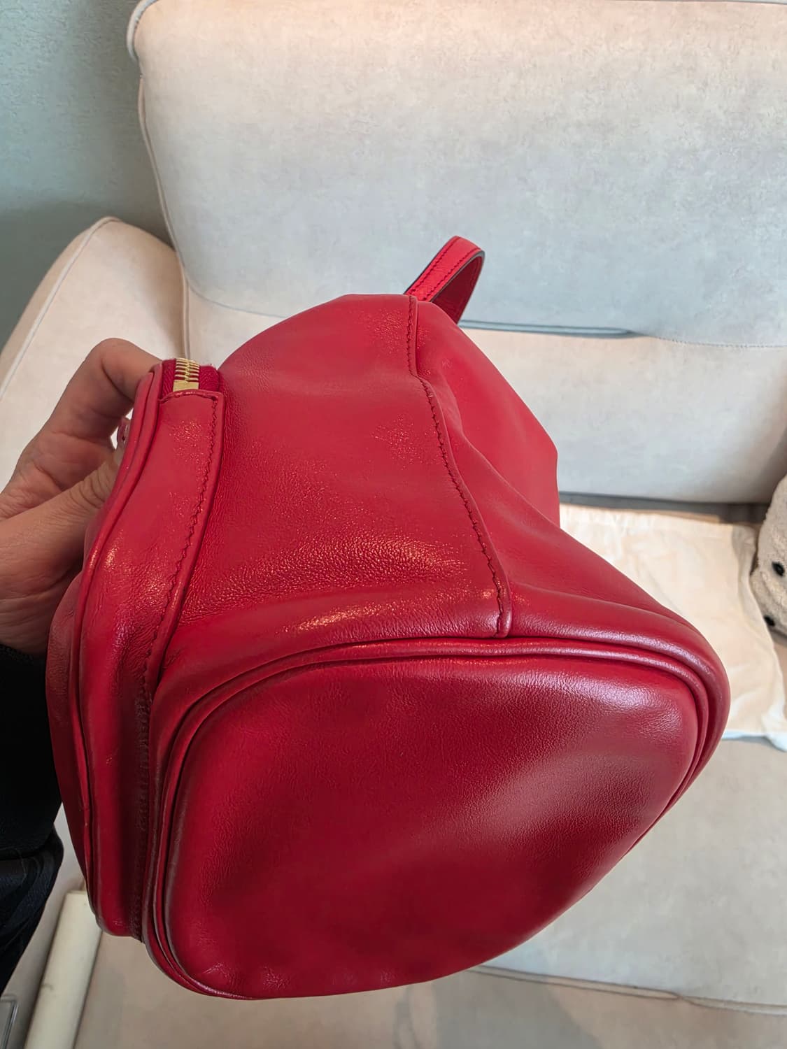 프라다 듀엣 레더 버킷백 크로스백 레드 상품이미지7