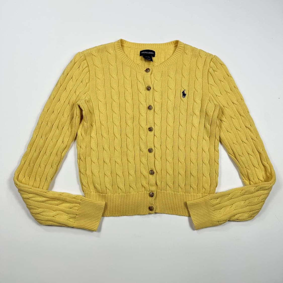 폴로 랄프로렌 포니 걸즈 옐로우 니트 가디건 (실측 XS 여성추천) 상품이미지2